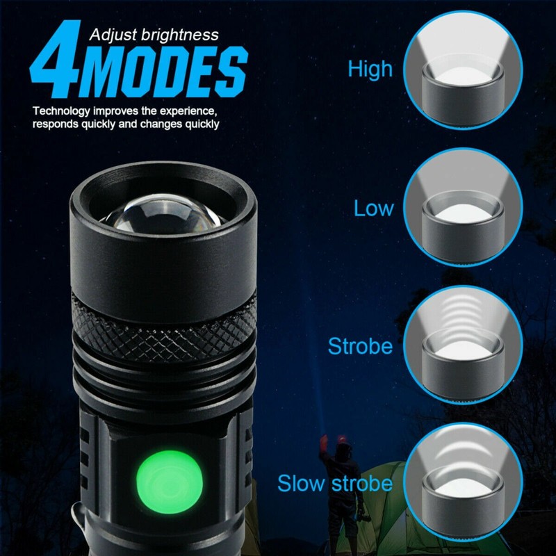 2PACK 99000000 LM Super Bright LED Tactical Flashlight Rechargeable Work Light gallery