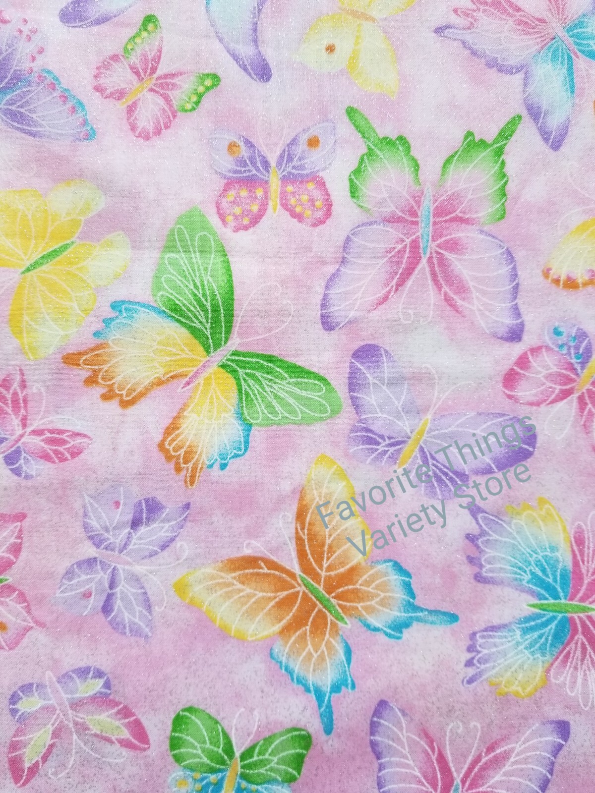 BTY GLITTER BUTTERFLIES NATURE INSECTS NEW COTTON FABRIC. Pretty!! gallery