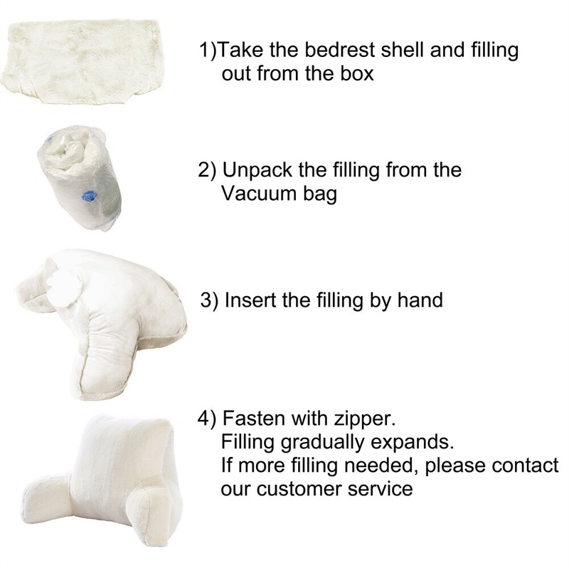Solid Faux Fur Backrest Pillow with Arms Soft Bed Cushion for Reading & Relaxing gallery