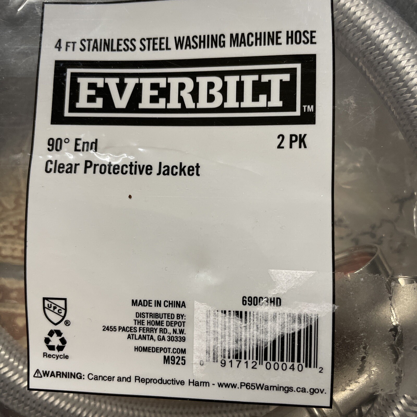 2 Everbilt Stainless Washing Machine Hoses 4 Ft 90 Degree End gallery