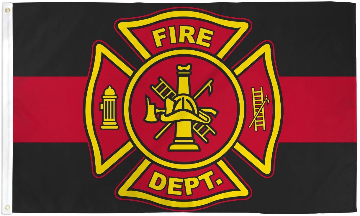 "FIRE DEPARTMENT RED LINE" premium waterproof flag 3x5 ft polyester banner EMS gallery