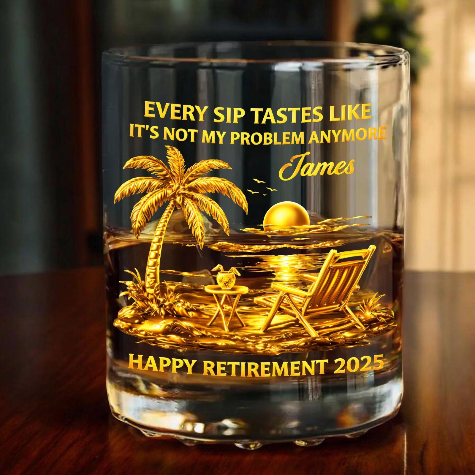 Personalized Retirement Whiskey Decanter Set with Glass, Custom Gift for Dad gallery