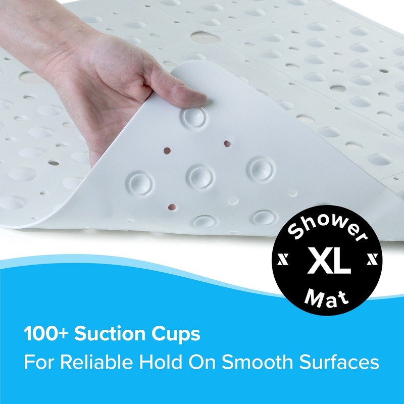 65% MORE COVERAGE! SlipX Solutions Solid White Extra Large Shower Mat (27") gallery