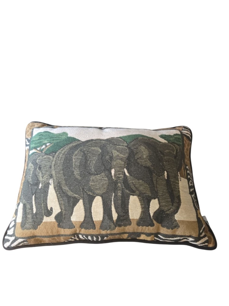 Riverdale Tapestry Decorative Accent Pillow Elephant Made In USA 15" X 10"