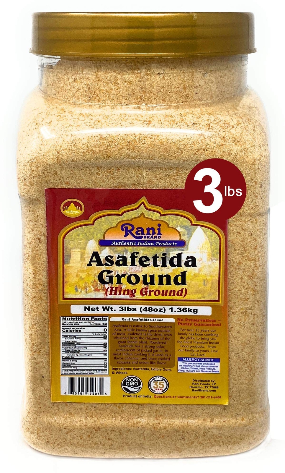 Rani Asafetida (Hing) Ground 48oz (3lbs) 1.36kg PET Jar gallery