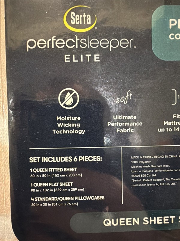 NIP Serta Perfect Sleeper Peach w/Clouds 6 Piece Queen Perfect Cool Sheet Set gallery