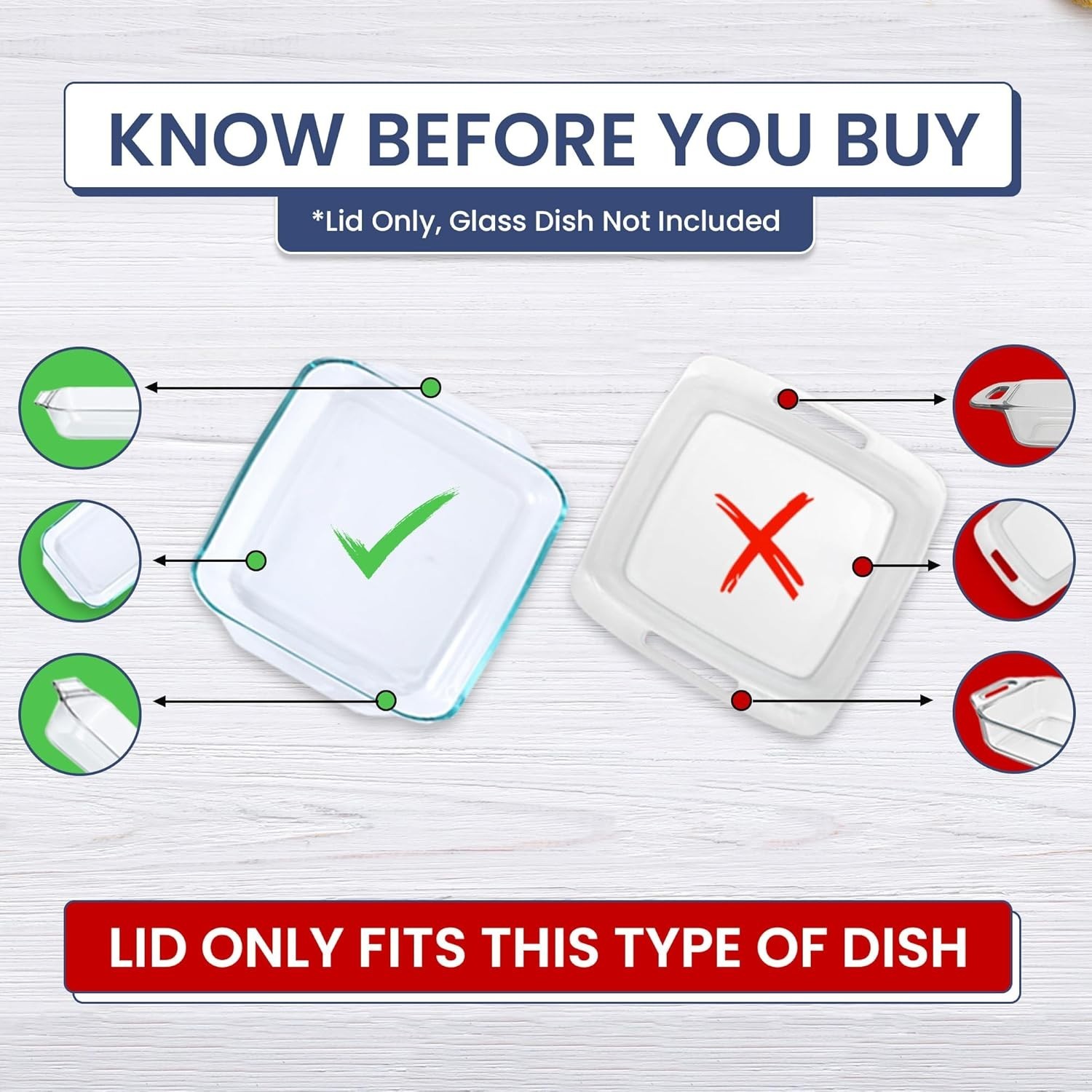 Replacement Lid fits Pyrex 222-PC Cover for 8x8 2-Quart Glass Baking Dish gallery