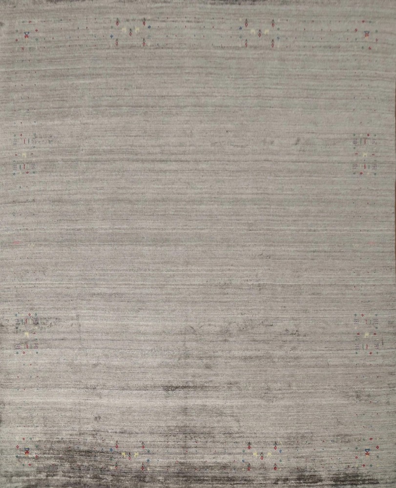 New Moden Luxury Hand Loom Viscose Silk Rug Color Greys & Charcoal Design Carpet