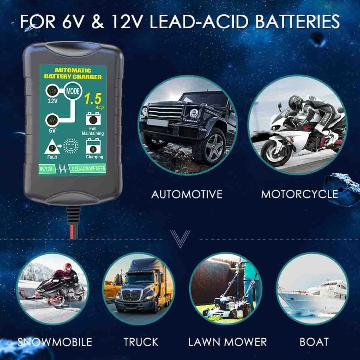 12V Trickle Charger & Desulfator w/ Overcharge Protection for Lead-Acid Battery gallery