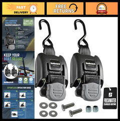 Heavy Duty Retractable Boat Tie Down Straps 2×43″ – 2500lbs Break Strength, 2-Pa