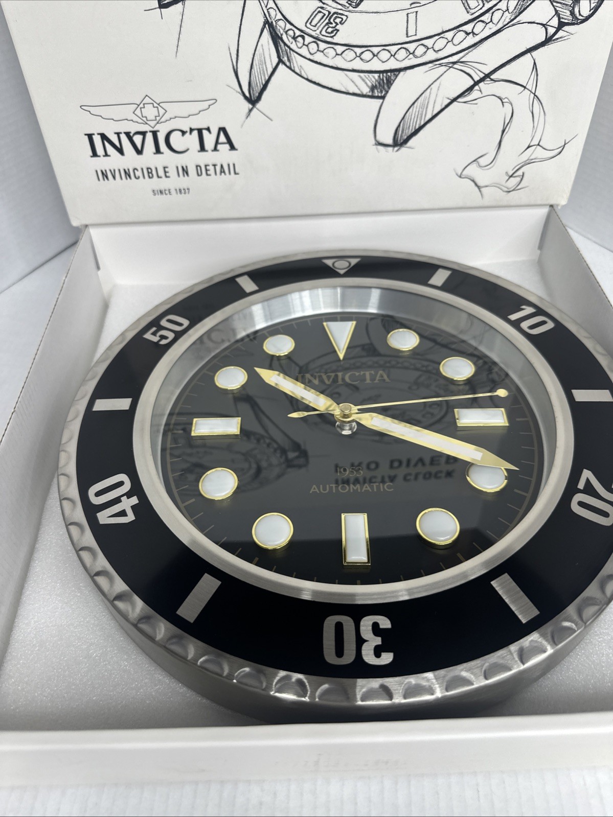Invicta Pro Diver Wall Clock 14” Blue Nautical Stainless Steel Quartz Taiwan gallery