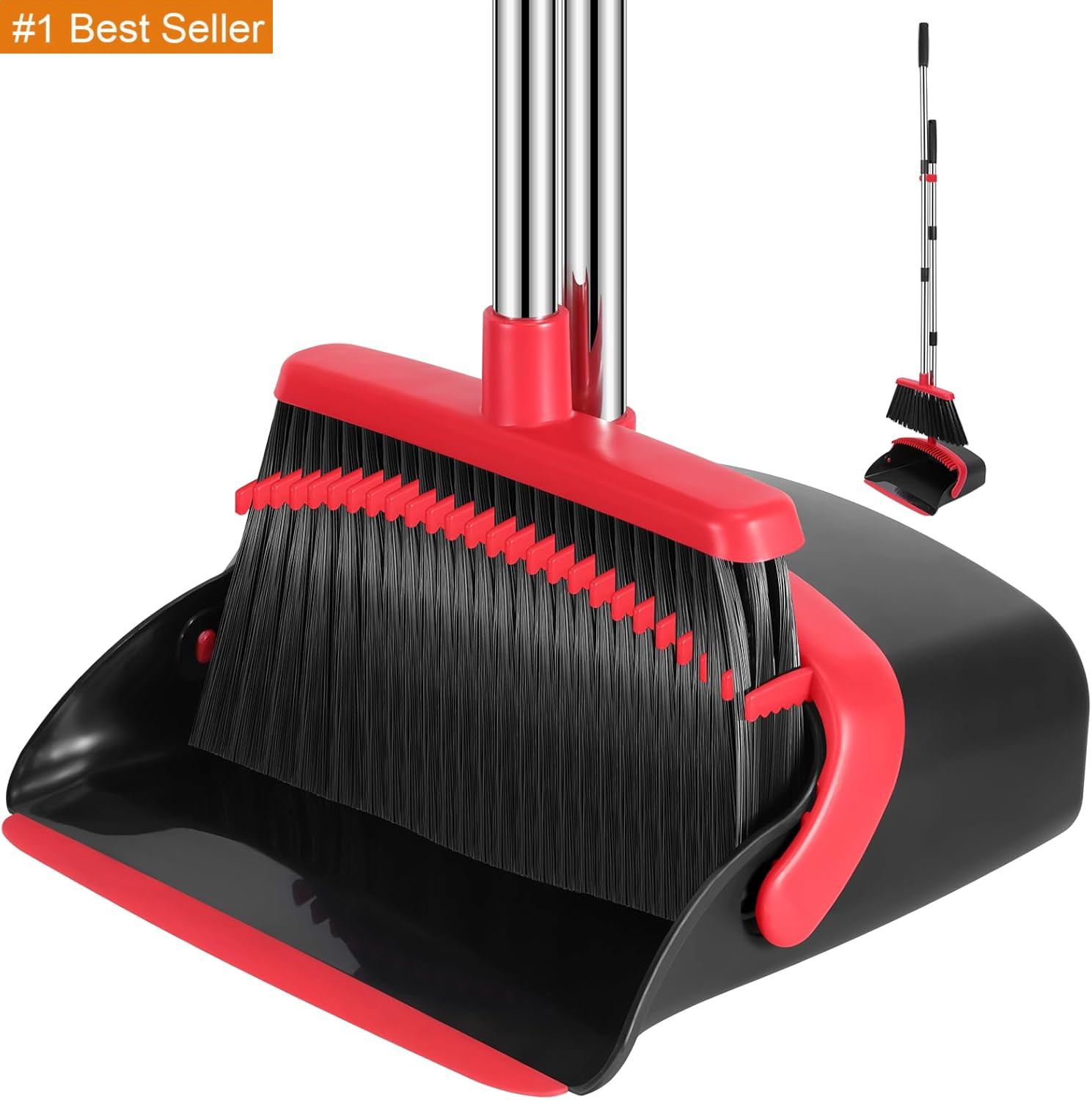 NACENA Broom and Dustpan Set, 52-In Long Adjustable Handle Broom Dustpan Combo w gallery