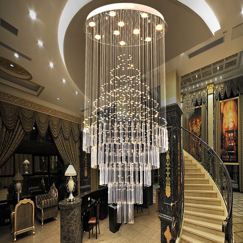 31"*71" Crystal Rain Drop Ceiling Light Chandelier Spiral Pendant Lamp Lighting gallery