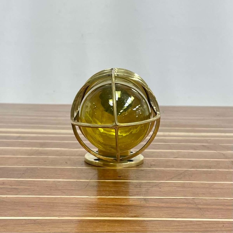 Yellow Globe Solid Brass Dock Light Nautical Wall Fixture gallery