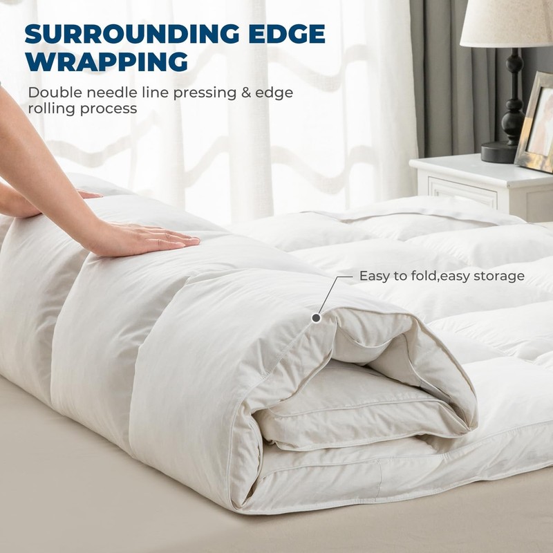 ROSE FEATHER Goose Down Feather Mattress Topper,Queen Down Mattress Protector gallery
