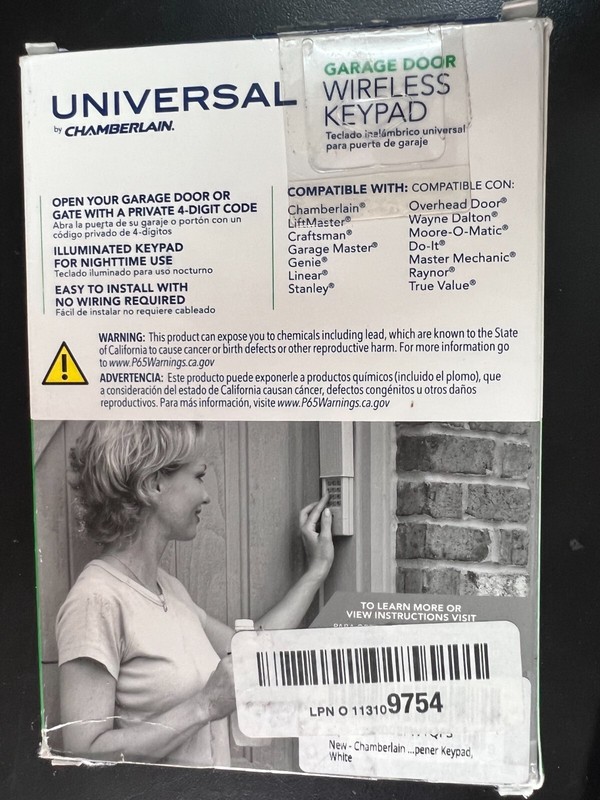 Chamberlain Universal Garage Door Wireless Keypad KLIK2U-P2 3419/OB gallery