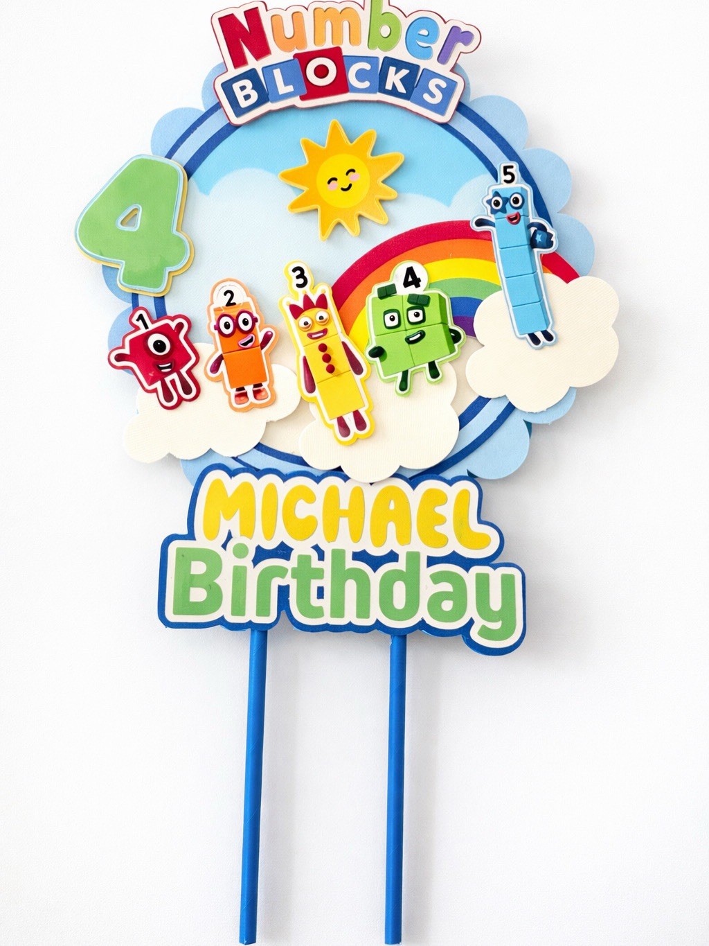 Numberblocks Personalized Name Birthday Number Cake Topper, Multicolor gallery