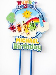 Numberblocks Personalized Name Birthday Number Cake Topper, Multicolor