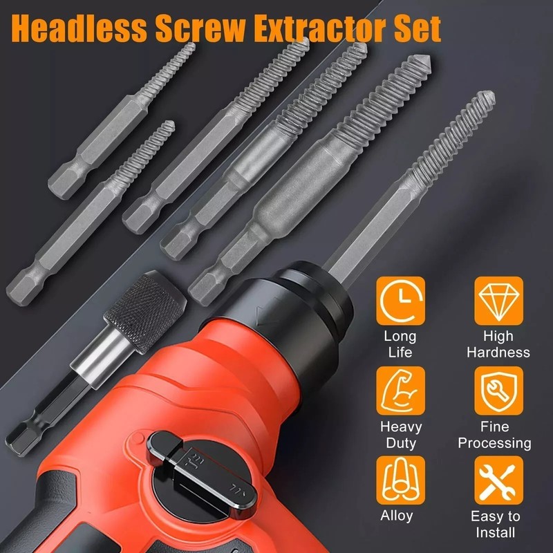 12Pcs Stud Screw Extractor Remover 1/4 Inch Hex Shank Damaged Bolt Easy Out-Sets gallery
