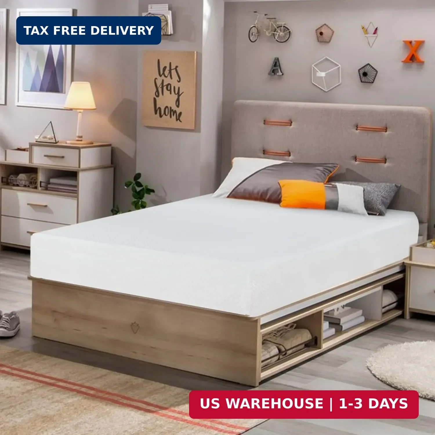 FDW | 8 Inch Twin Mattress | Medium Firm | Gel Memory Foam Mattress | White | Be gallery
