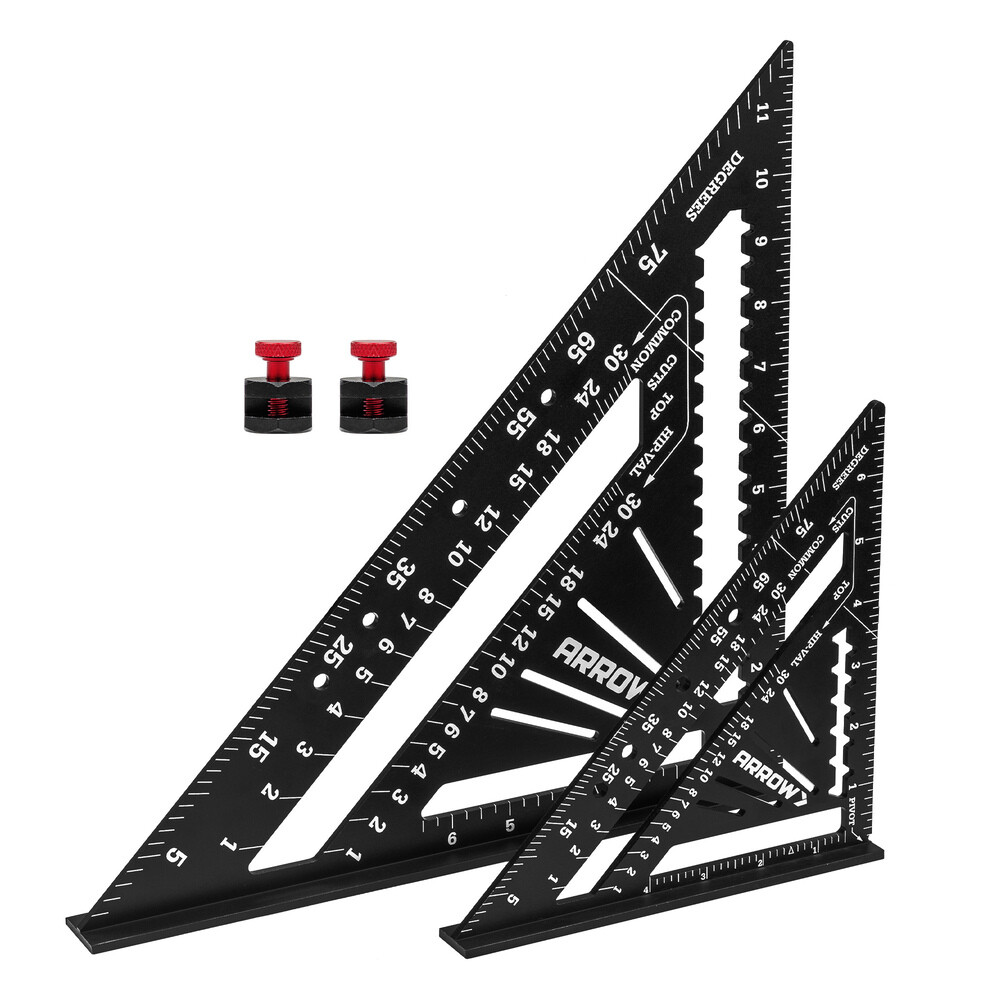 Arrow 2PCS Aluminum Alloy Carpenter Square Set 7" 12" Rafter Square Layout Tools gallery