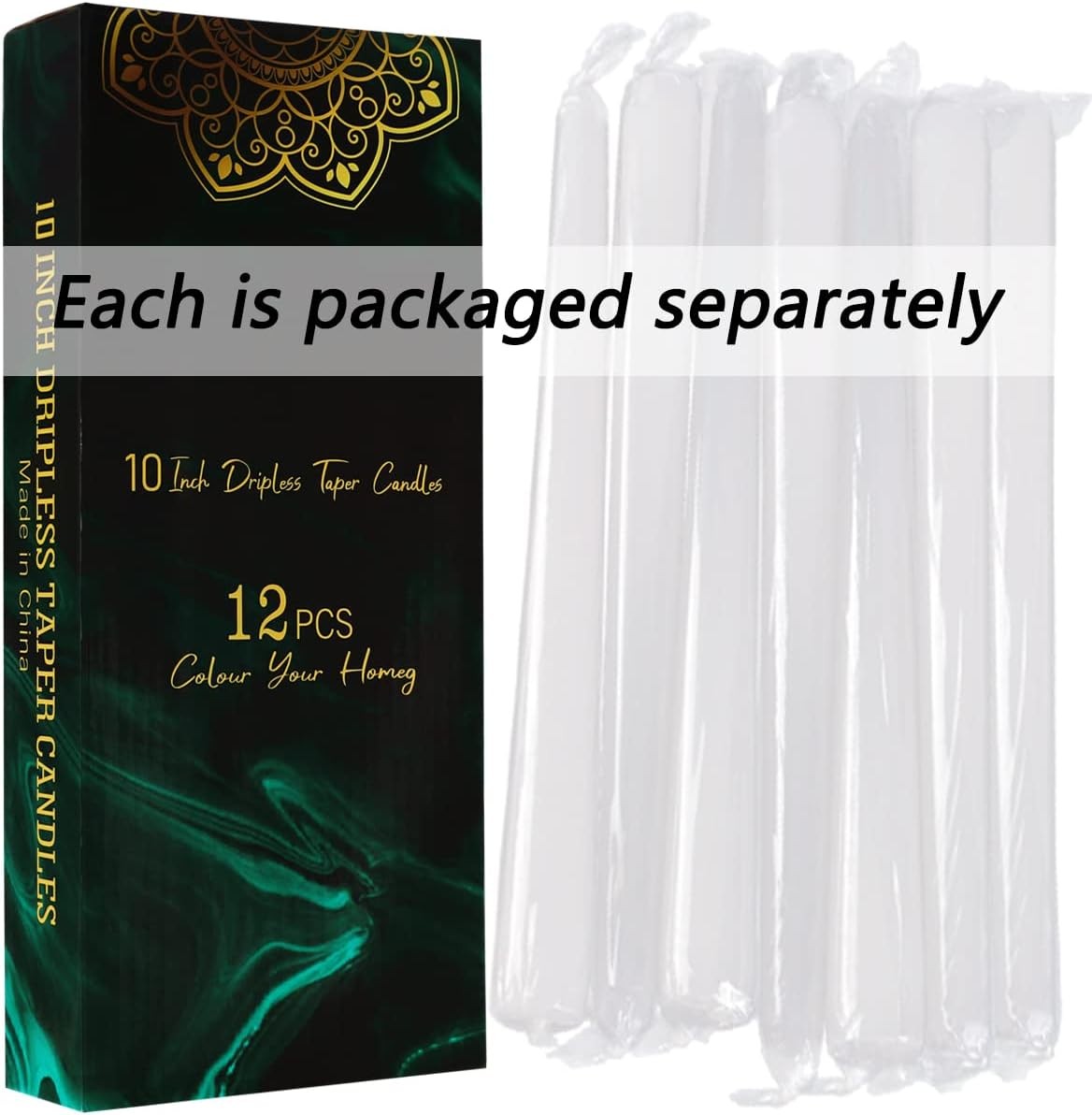 Dripless Taper Candles - Unscented White Candles Bulk Candle Sticks Long Burning gallery
