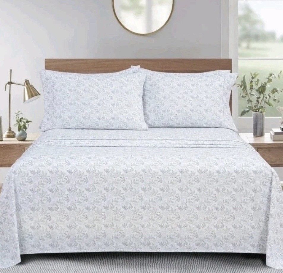 South Point Home Fashions 6-pc Microfiber Sheet Set - White/Gray King - Washed gallery