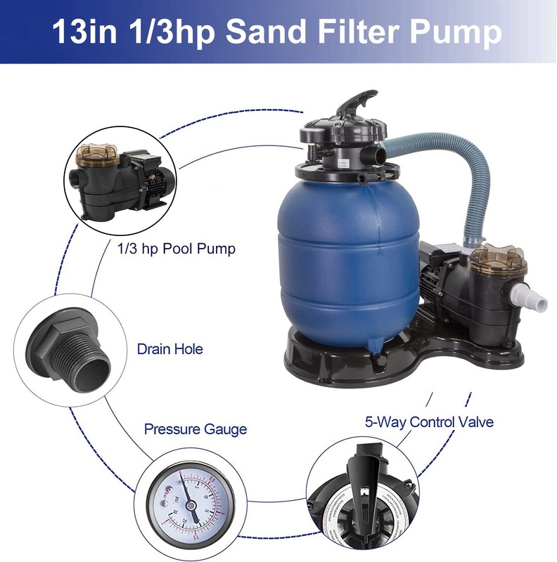 Bundle Set 10" Sand Filter with 1/3 HP Pool Pump Above Ground Swimming 2640GPH gallery