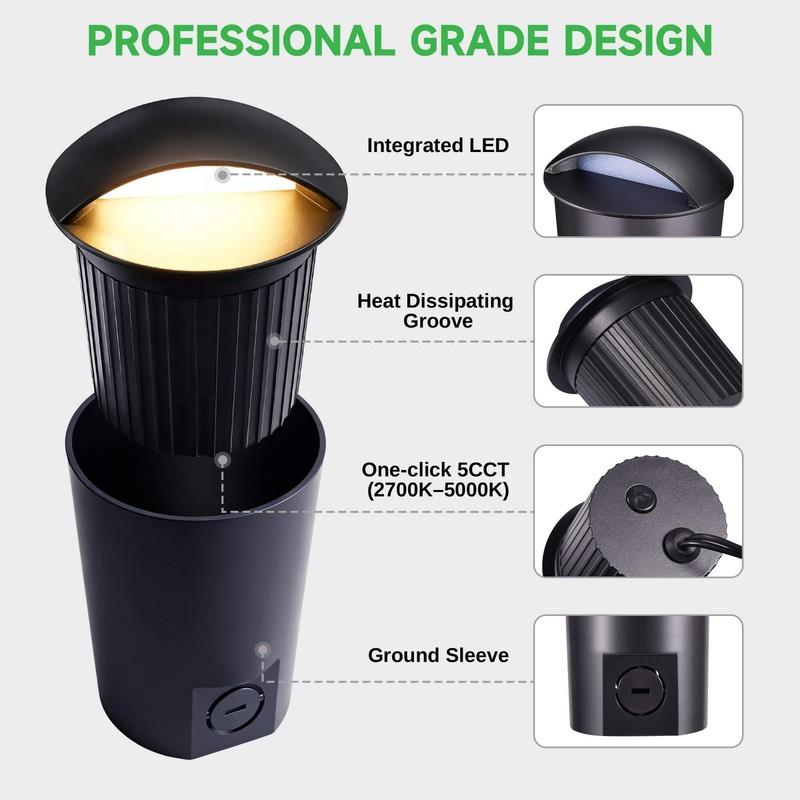 Low Voltage Well Lights - 5 Colors Temp IP67 In-Ground Light, 2700K/3000K/3500K/ gallery