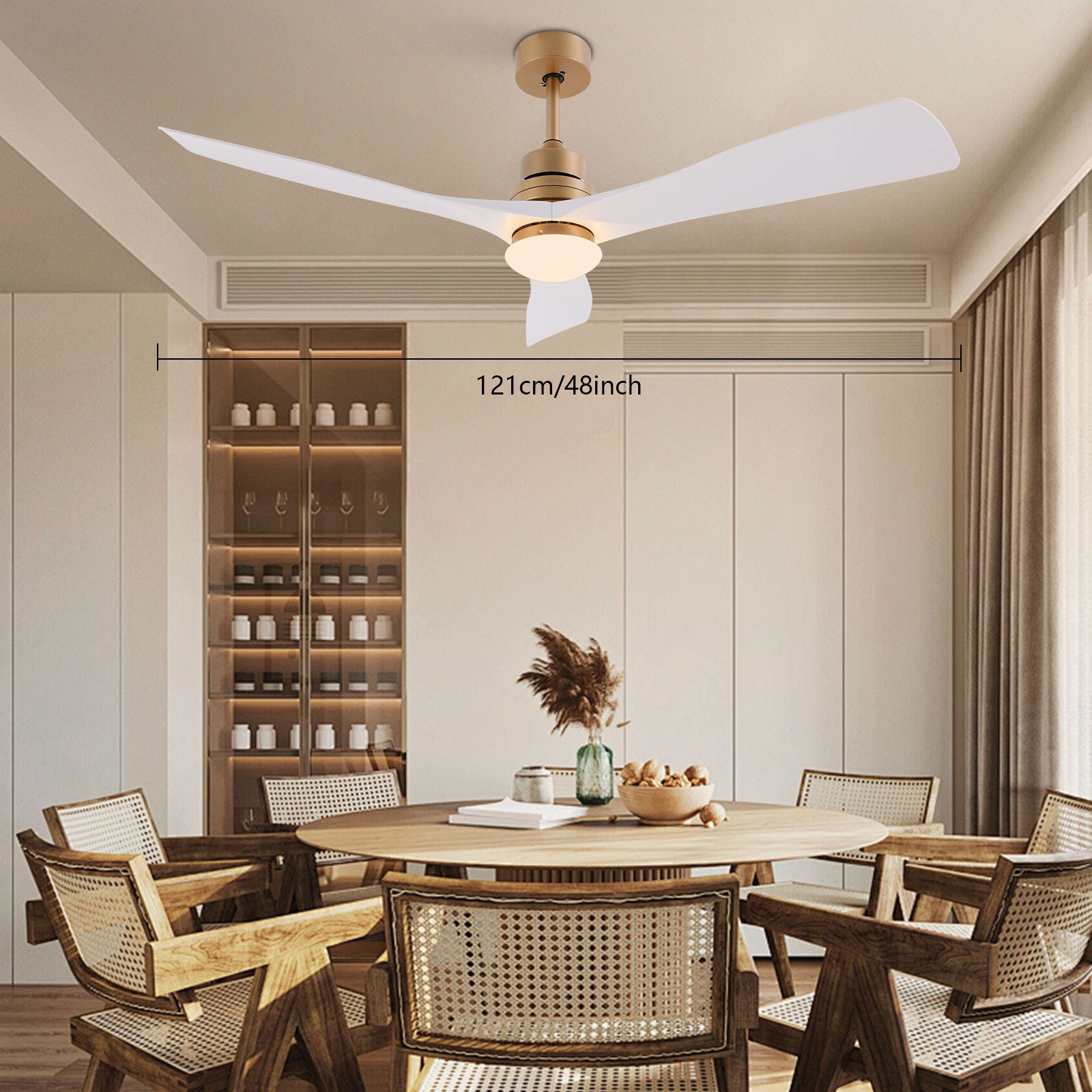 Modern Ceiling Fan Light Quiet 30dB 6 Speed 1/2/4/8H Timer LED with Remote gallery