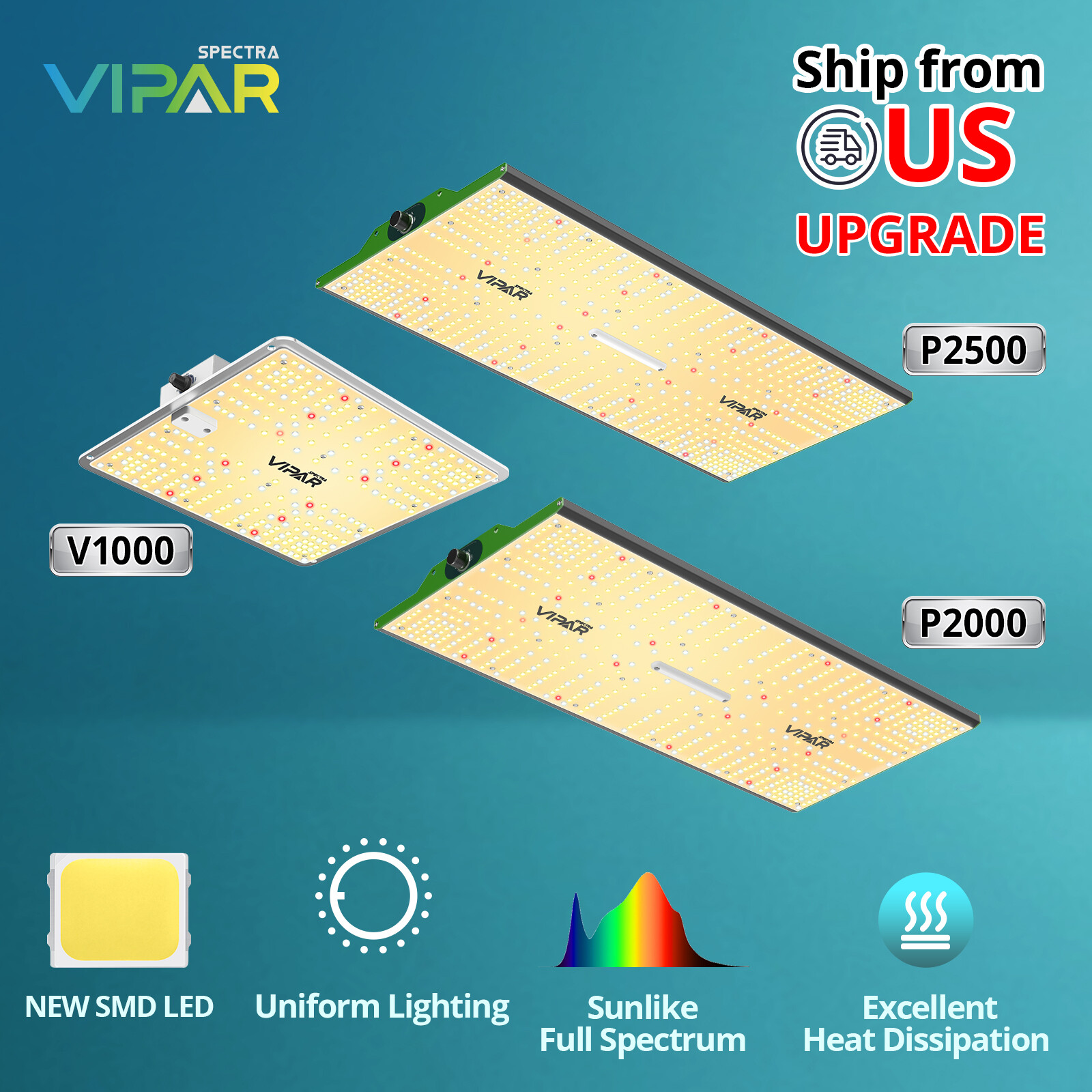 VIPARSPECTRA V1000 P2000 P2500 LED Grow Lights Full Spectrum All Plants Veg IR gallery