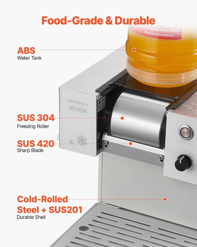Adjustable Snowflake Ice Machine: 0-100 Speed, 132lb/24h, Cold-Rolled Steel Body gallery