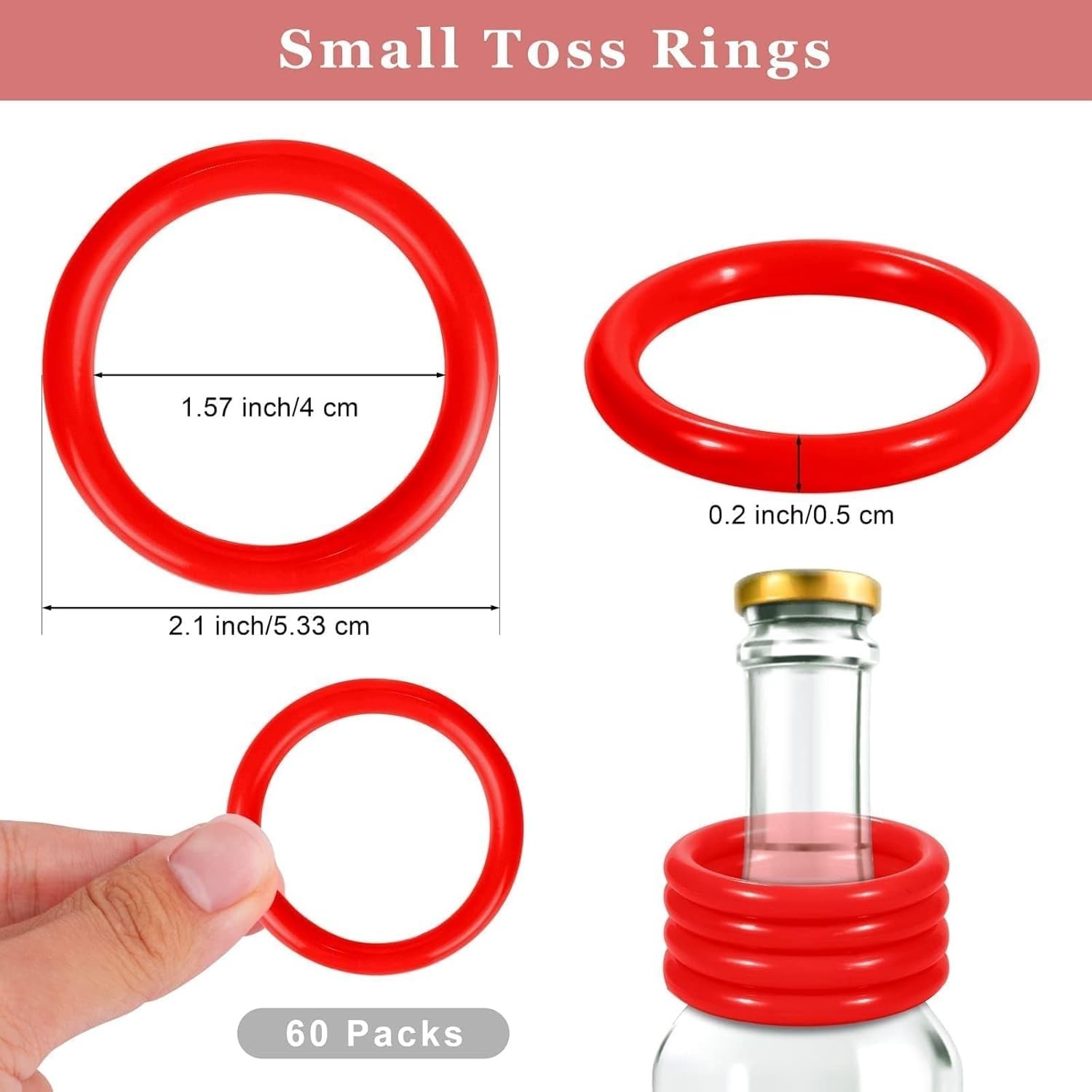 60 Pack Plastic Ring Toss Rings 2.1 Inc For Carnival Party Games Red Target Toys gallery