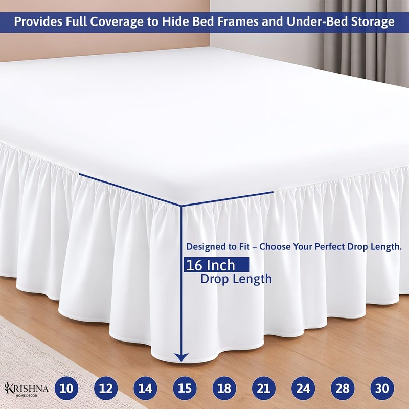 Krishna Ruffled Bed Skirt Split Corners Queen 100 Microfiber Hotel Quality 15 gallery