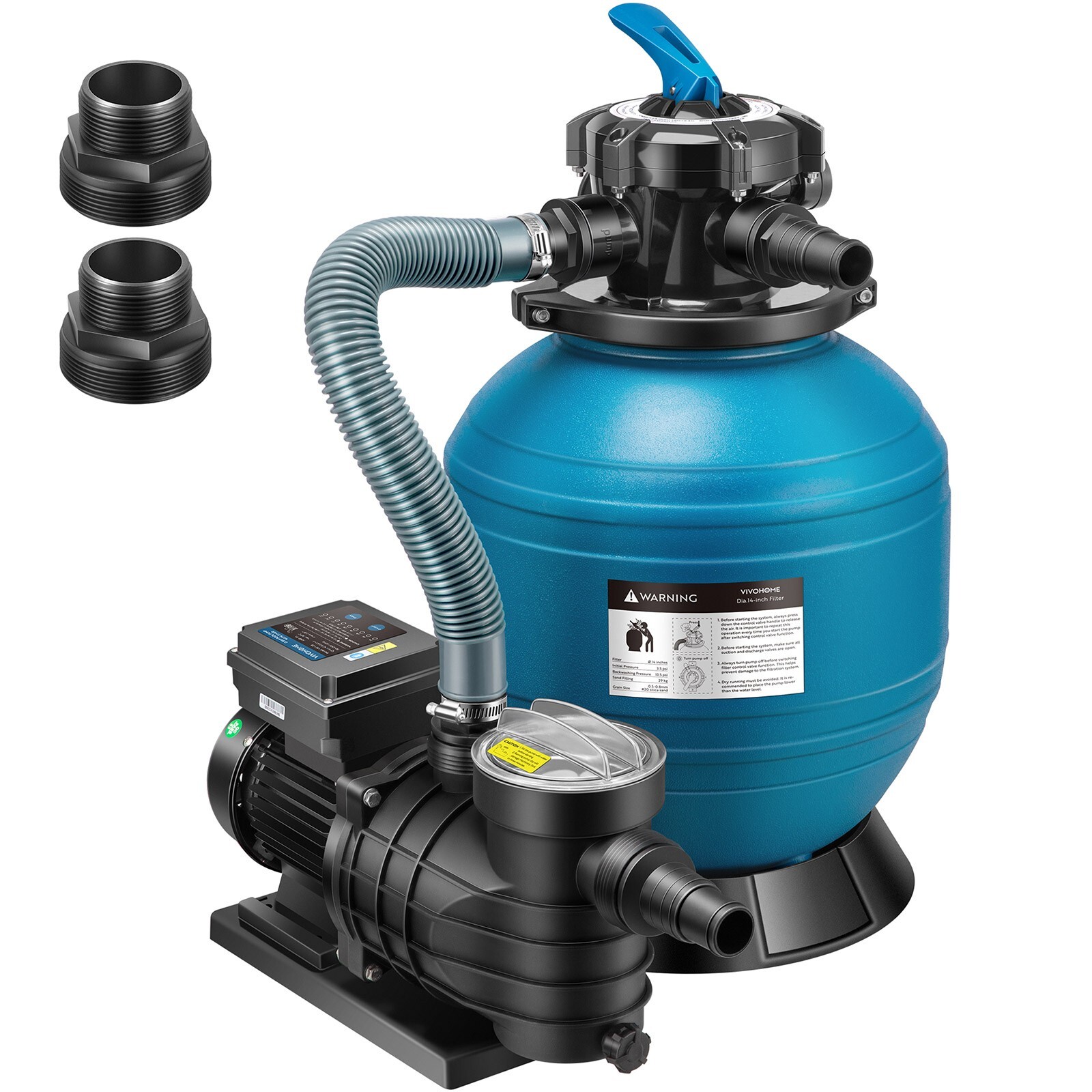 Sand Filter Above Ground w/ 1/2HP Pool Pump 2850GPH Flow 14" 6-Way Valve & Timer gallery