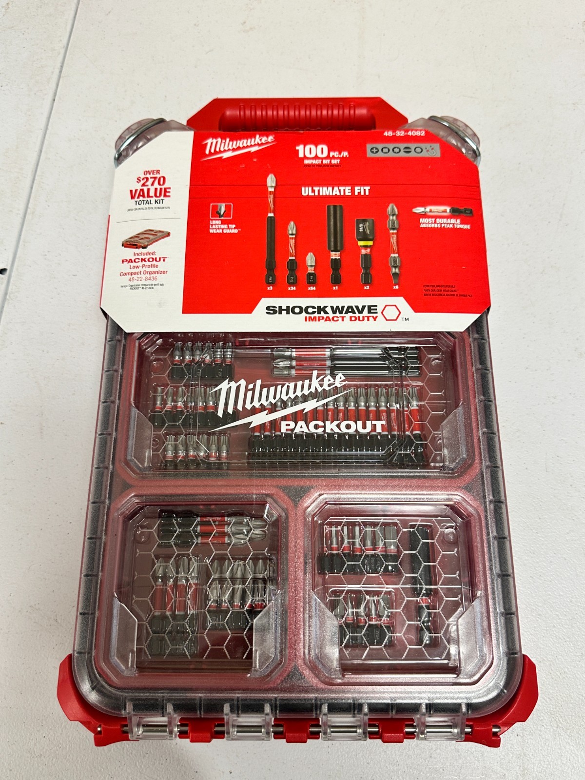 Milwaukee 100-Piece Impact Bit Set Shockwave Packout Kit 48-32-4082 NEW gallery