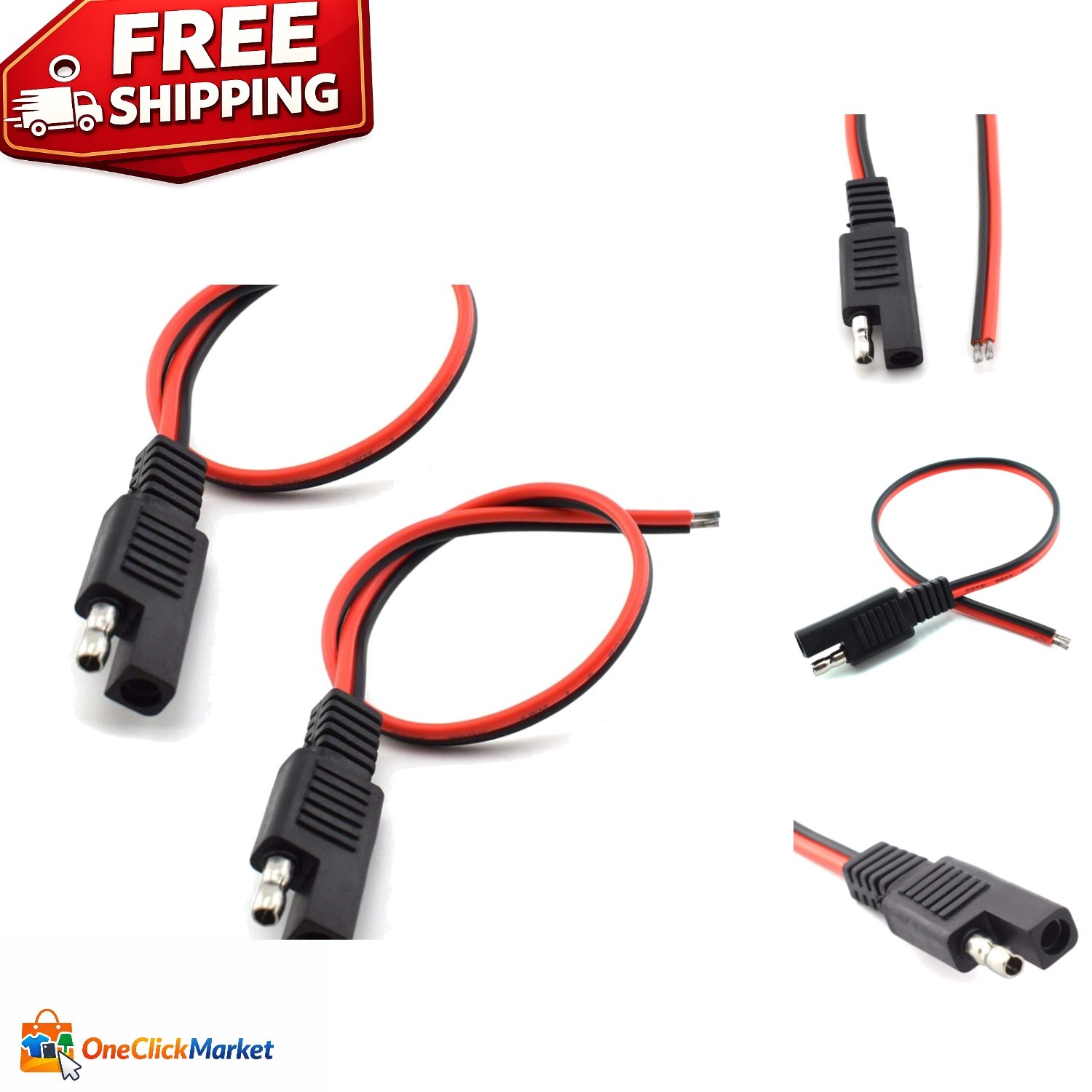 Durable 18AWG SAE Extension Plug Cable - Quick Connect Solar Solution (2 Pcs) gallery