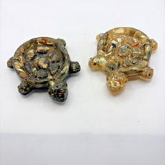 Acrylic Turtle Abalone Shell Trinket Soap Dish Pin Tray Vintage Set Of 2 5″