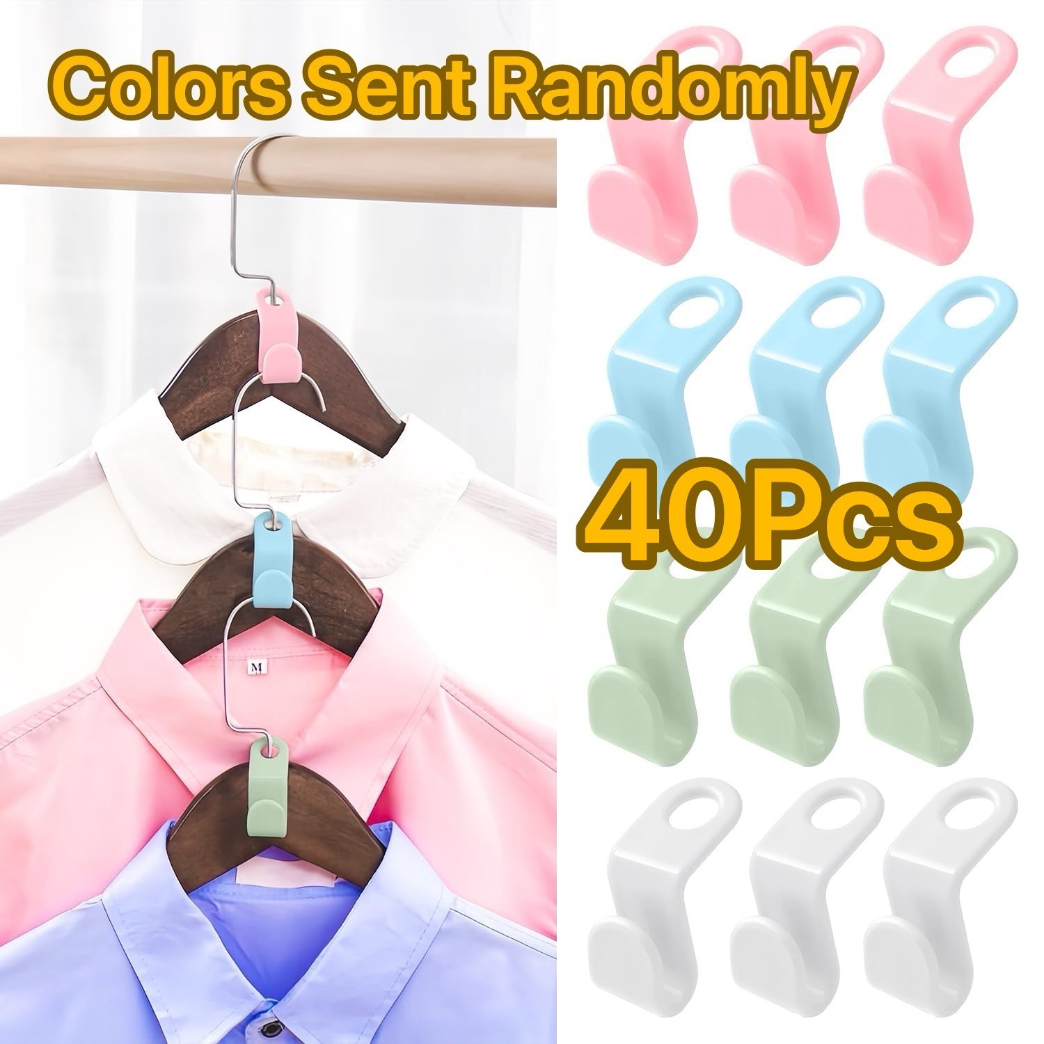 40-Pack Hanger Connector Hooks – Space-Saving Garment Organizer (Random Colors) gallery