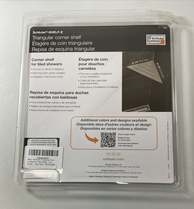 Schluter Triangular Corner Shelf for Tiled Walls- Curve Design, Stainless Steel gallery