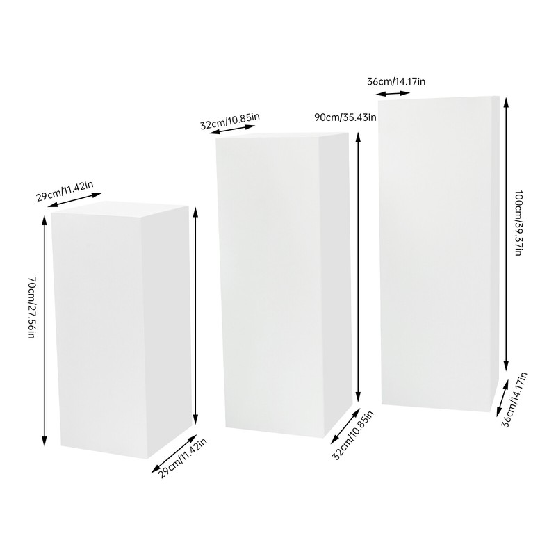 Flower Display Stands White 3 Piece Square Metal Pedestals for Wedding Decor gallery