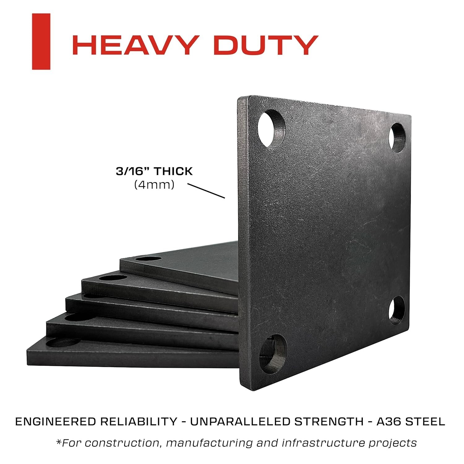 4x4" Weldable Square Steel Metal Base Plate, 3/16" Thick 4.5mm -Heavy Duty 10 Pk gallery