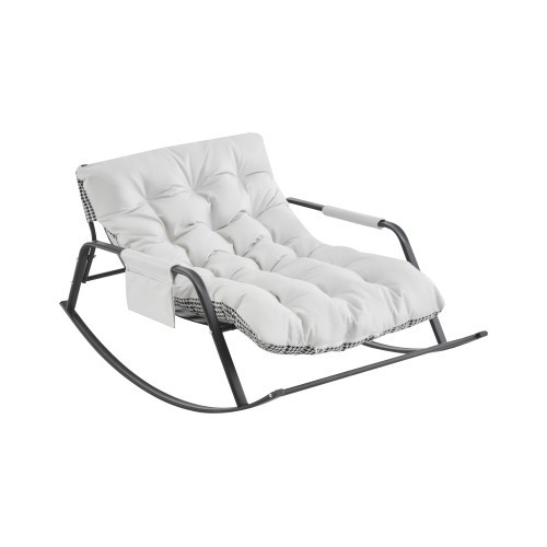 Rocking Chair with Extra-Wide Technical leather Upholstered Gliding Chair Boucle gallery
