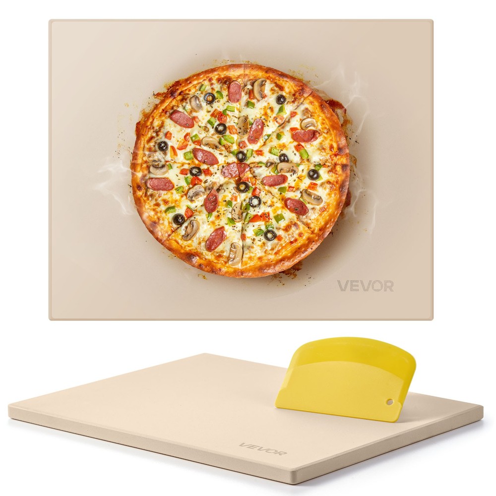 VEVOR Pizza Stone 15 x 12 in Rectangular Baking Stone for Oven & BBQ Grilling