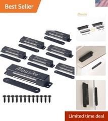 Magnetic Door Latch Set – Durable 90lb Strong Magnets, 8 Black Stainless Steel