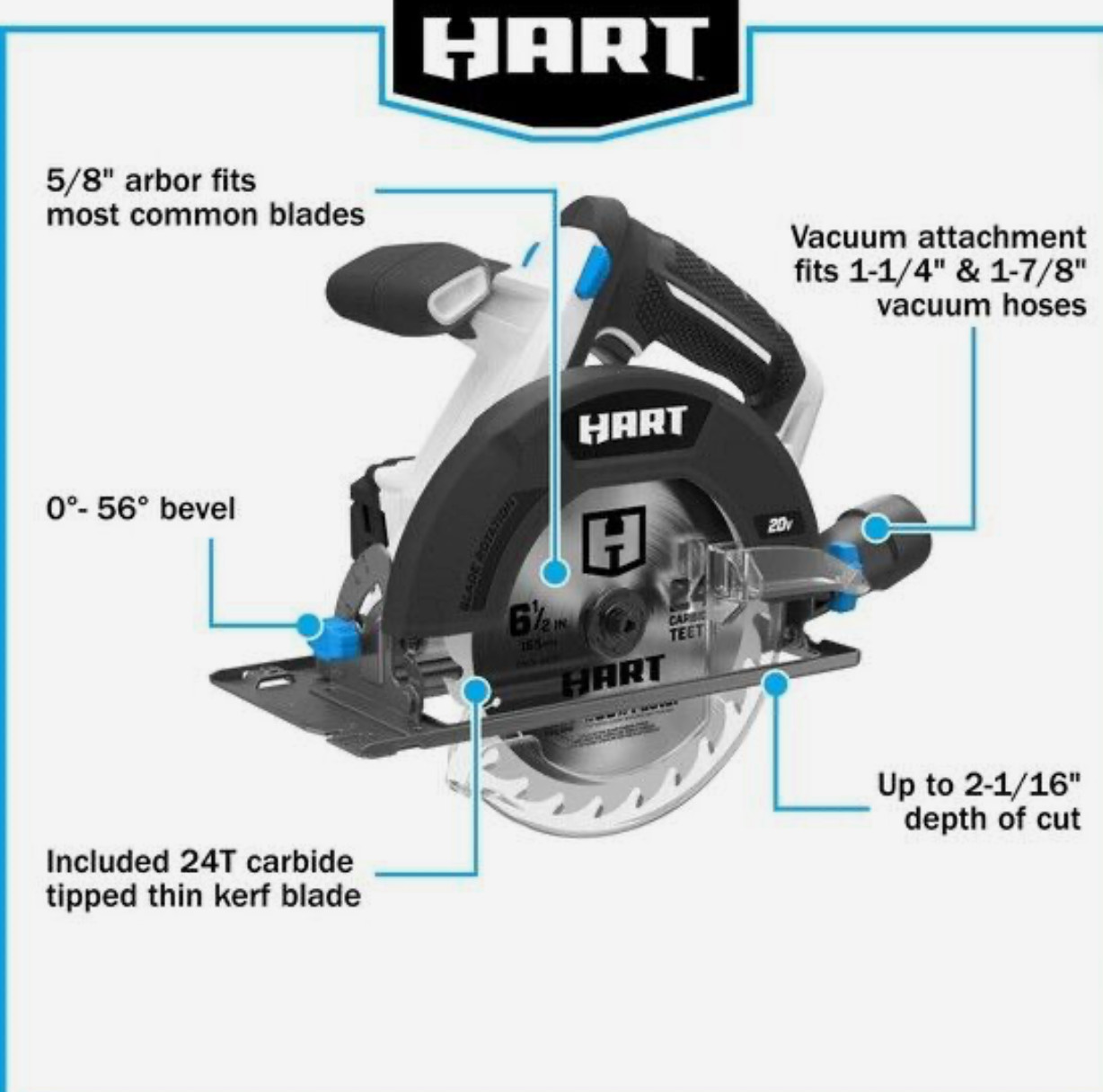 HART 20-Volt 6-1/2-inch Battery-Powered Circular Saw SHIPS TO PUERTO RICO TOO gallery
