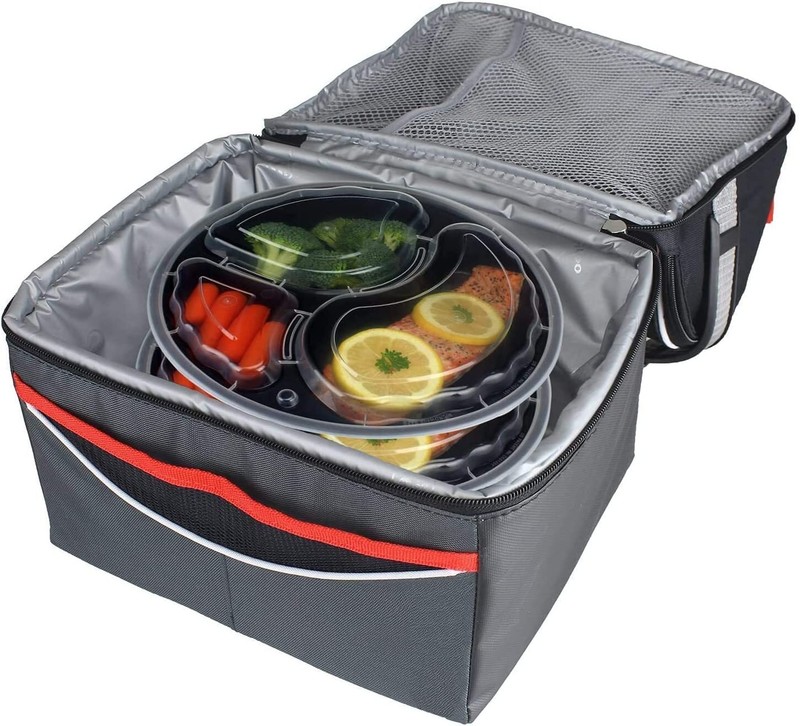 48oz Black Round 3 Compartments Plastic Meal Prep Containers With Clear Dome Lid gallery