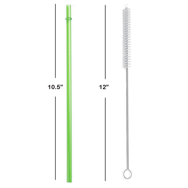 10.5" / Rainbow Colored Replacement Acrylic Straw Set of 10 /With Cleaning Brush gallery