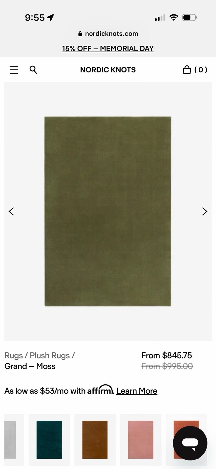 Hand tufted Grand Moss Soft / durable wool from New Zealand 1x1 Sample gallery