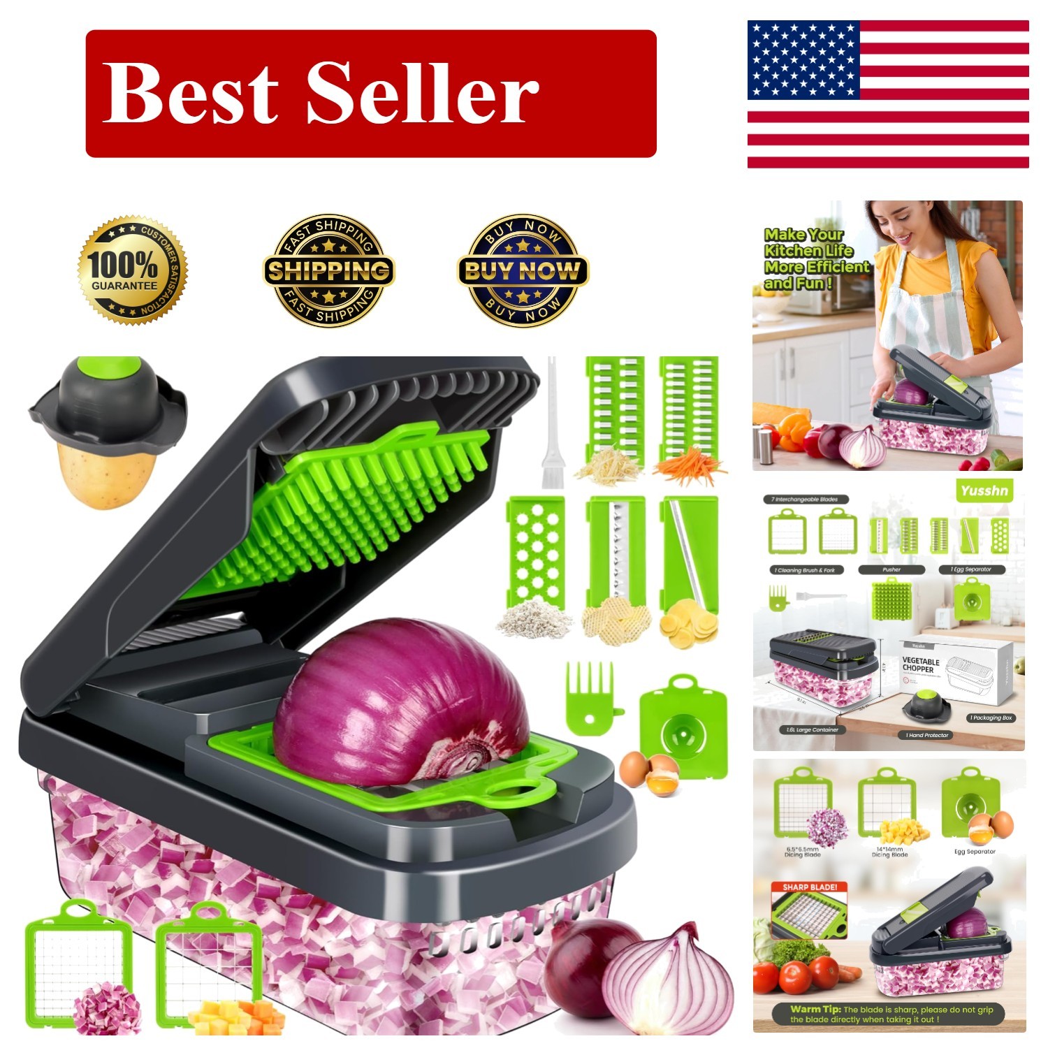 Fullstar The Pro Chopper - Vegetable Chopper and Spiralizer, Food Chopp gallery